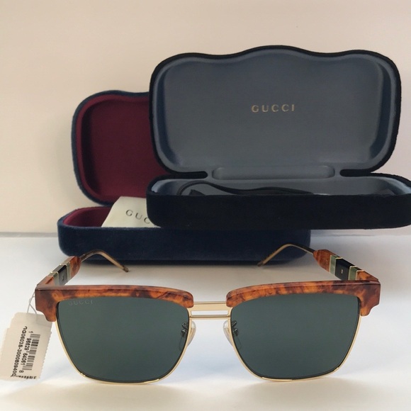 💯 - New Authentic Gucci Havana Plastic/Metal Square Sunglasses Unisex GG0603… - Picture 5 of 12